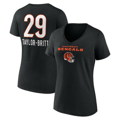 Cam Taylor-Britt Cincinnati Bengals Women's Team Wordmark Player Name & Number V-Neck T-Shirt - Black T-shirts