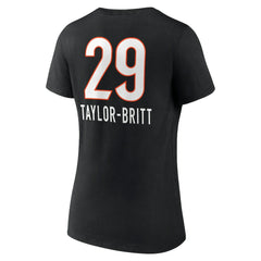 Cam Taylor-Britt Cincinnati Bengals Women's Team Wordmark Player Name & Number V-Neck T-Shirt - Black T-shirts