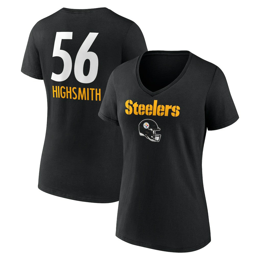 Alex Highsmith Pittsburgh Steelers Women's Team Wordmark Player Name & Number V-Neck T-Shirt - Black T-shirts