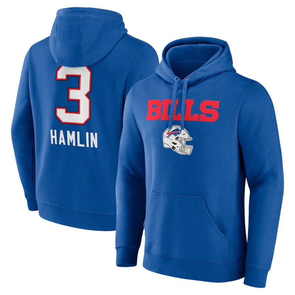 Damar Hamlin Buffalo Bills Team Wordmark Player Name & Number Pullover Hoodie - Royal Hoodies