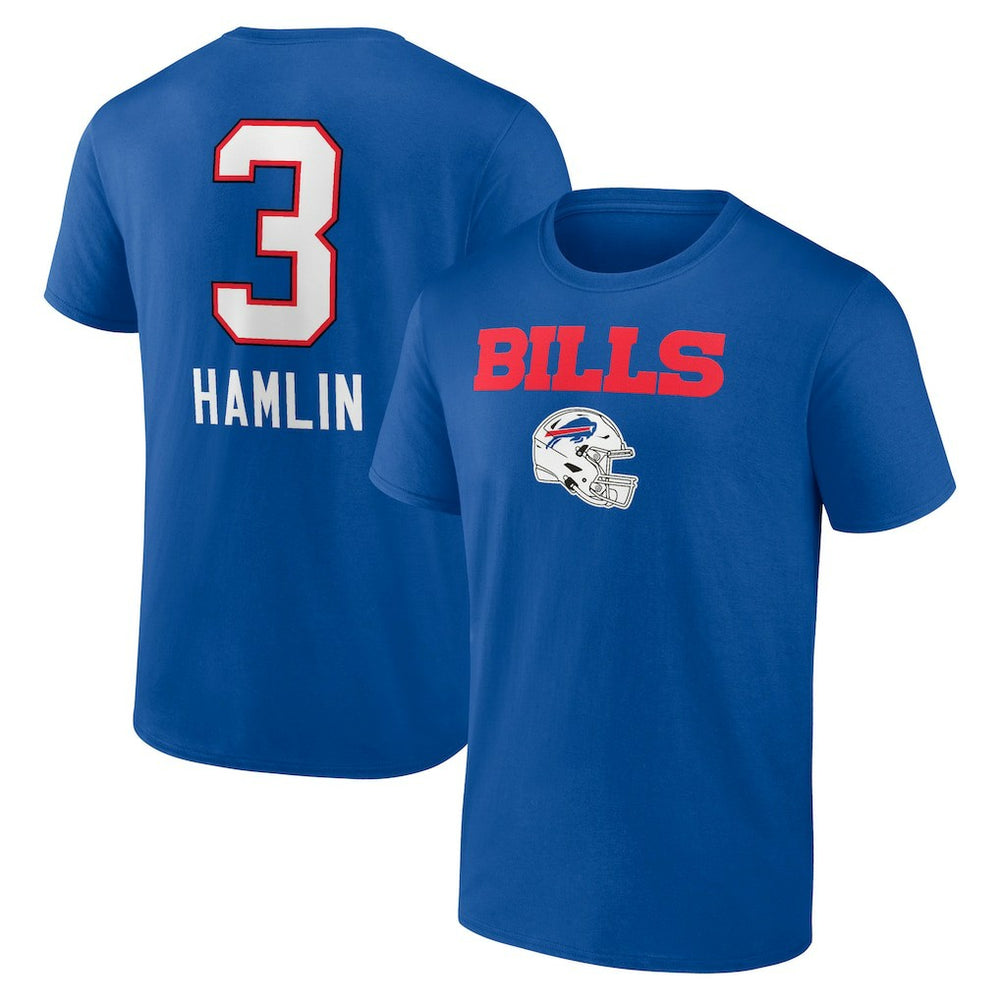 Damar Hamlin Buffalo Bills Team Wordmark Player Name & Number T-Shirt - Royal T-shirts