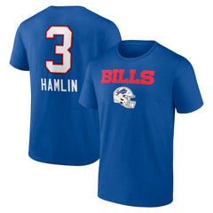 Damar Hamlin Buffalo Bills Team Wordmark Player Name & Number T-Shirt - Royal T-shirts