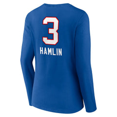 Damar Hamlin Buffalo Bills Women's Team Wordmark Player Name & Number Long Sleeve V-Neck T-Shirt - Royal T-shirts