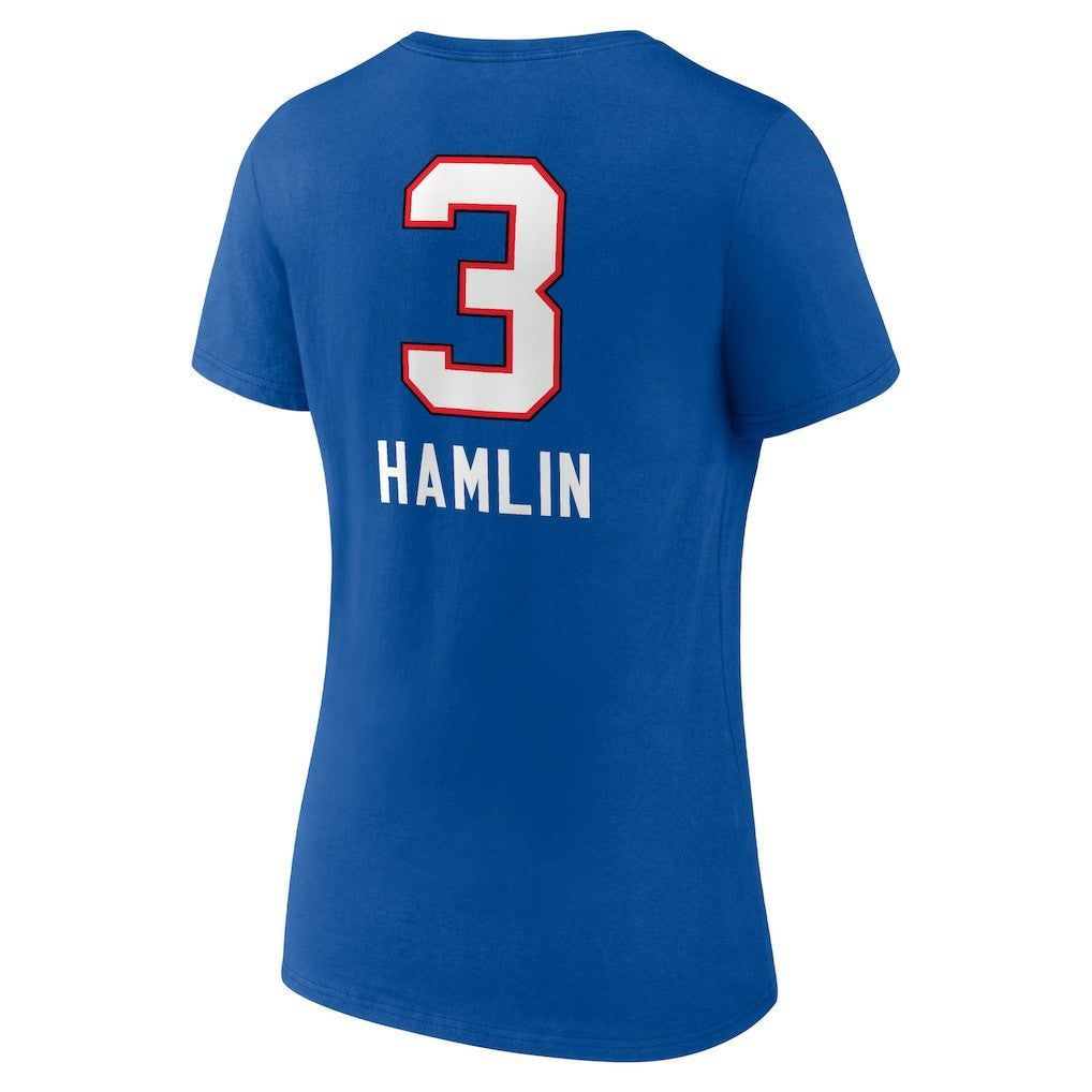 Damar Hamlin Buffalo Bills Women's Team Wordmark Player Name & Number V-Neck T-Shirt - Royal T-shirts