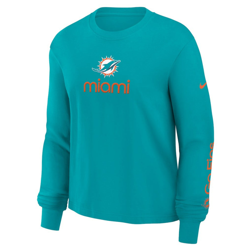 Miami Dolphins Women's Boxy Long Sleeve T-Shirt - Aqua T-shirts