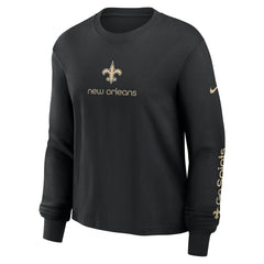 New Orleans Saints Women's Boxy Long Sleeve T-Shirt - Black T-shirts