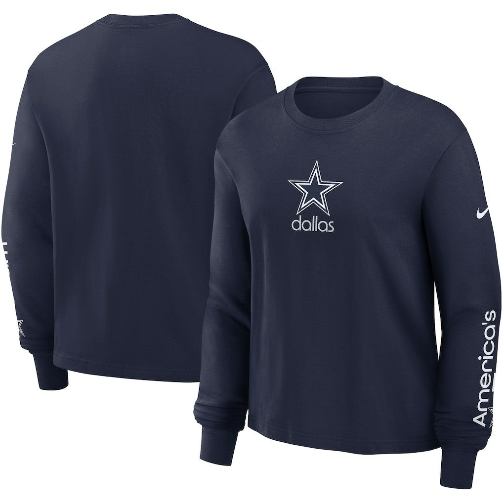 Dallas Cowboys Women's Boxy Long Sleeve T-Shirt - Navy T-shirts