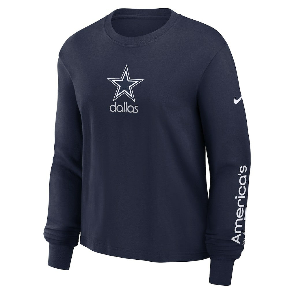 Dallas Cowboys Women's Boxy Long Sleeve T-Shirt - Navy T-shirts