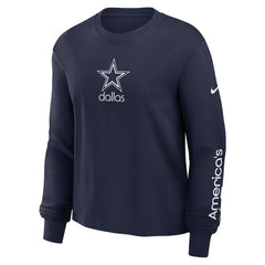 Dallas Cowboys Women's Boxy Long Sleeve T-Shirt - Navy T-shirts