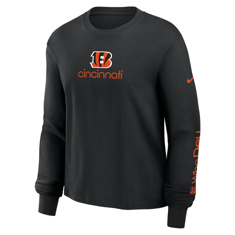 Cincinnati Bengals Women's Boxy Long Sleeve T-Shirt - Black T-shirts