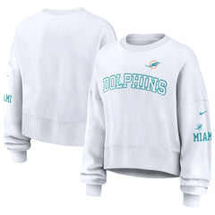 Miami Dolphins Women's Oversized Pullover Sweatshirt - White Pullover