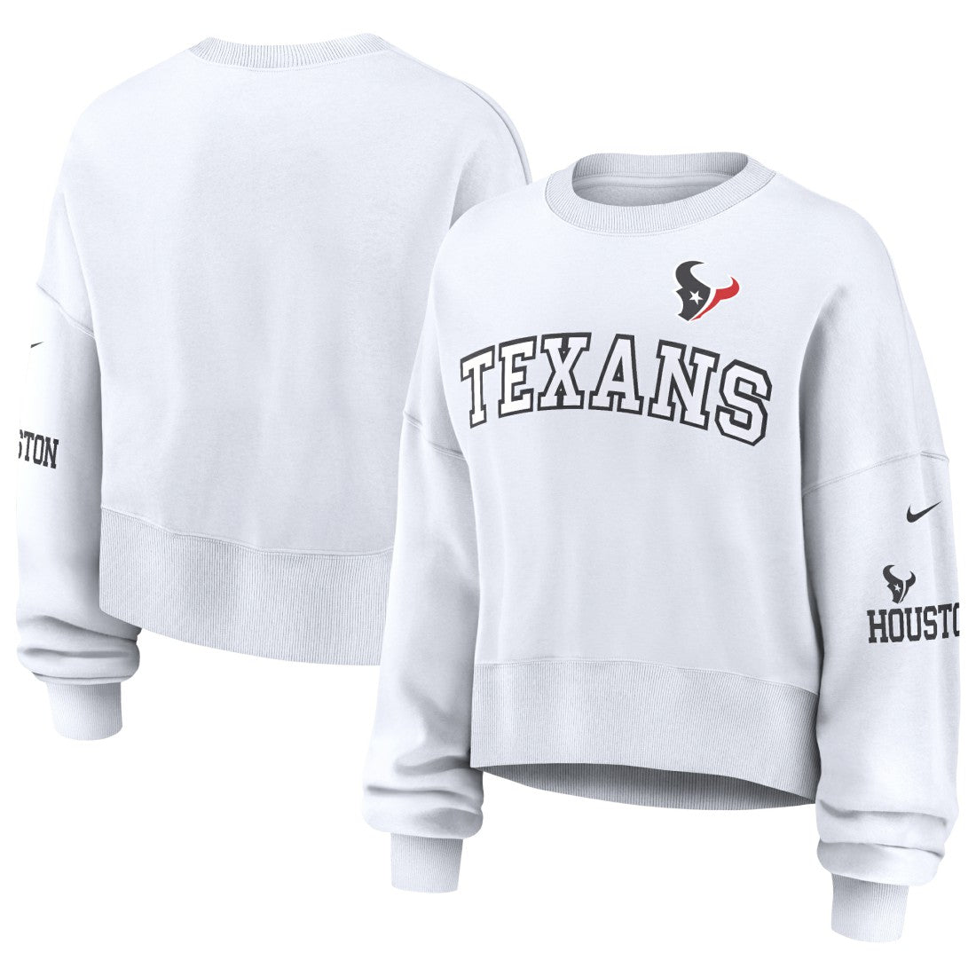 Houston Texans Women's Oversized Pullover Sweatshirt - White Pullover