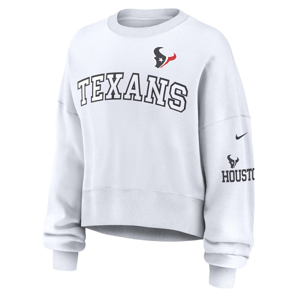 Houston Texans Women's Oversized Pullover Sweatshirt - White Pullover