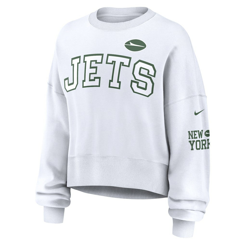New York Jets Women's Oversized Pullover Sweatshirt - White Pullover