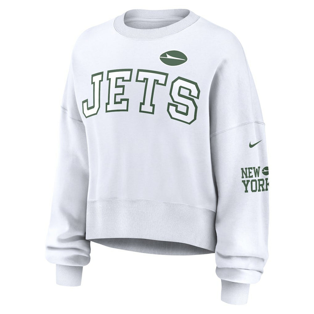 New York Jets Women's Oversized Pullover Sweatshirt - White Pullover