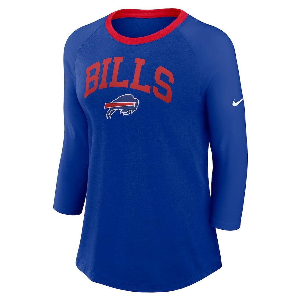 Buffalo Bills Women's 3/4 Sleeve Raglan Fashion Top - Royal Tops