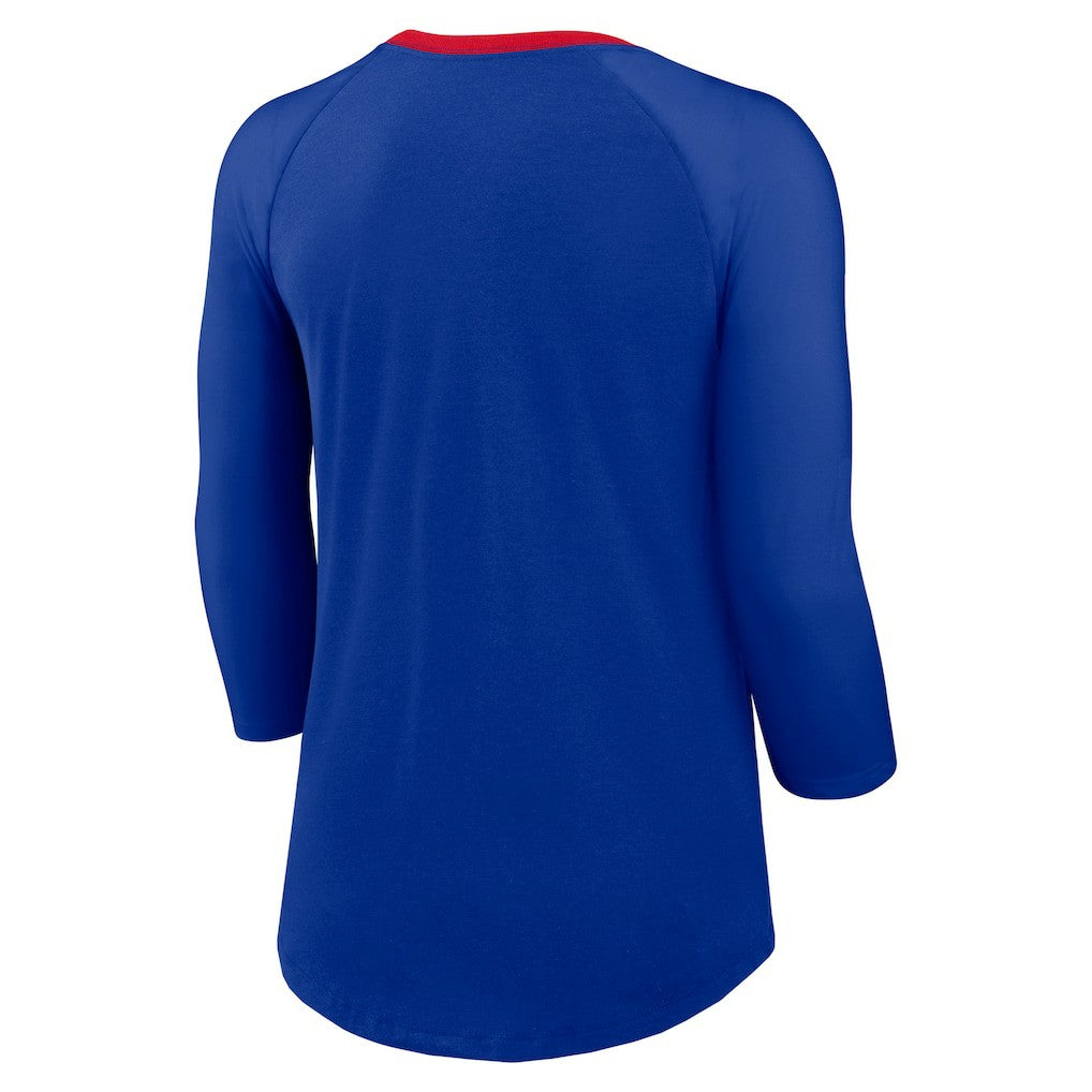 Buffalo Bills Women's 3/4 Sleeve Raglan Fashion Top - Royal Tops