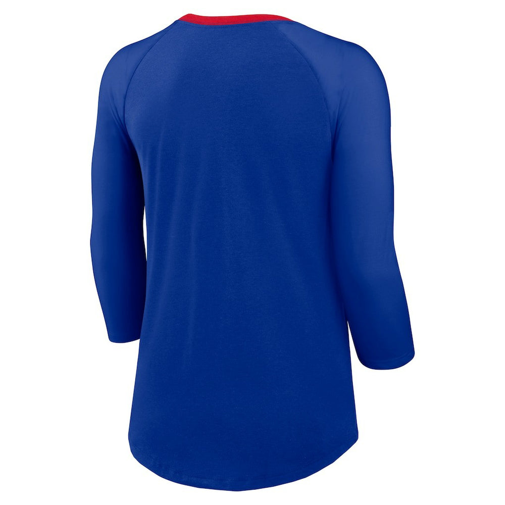 Buffalo Bills Women's 3/4 Sleeve Raglan Fashion Top - Royal Tops