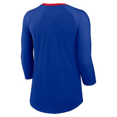 Buffalo Bills Women's 3/4 Sleeve Raglan Fashion Top - Royal Tops
