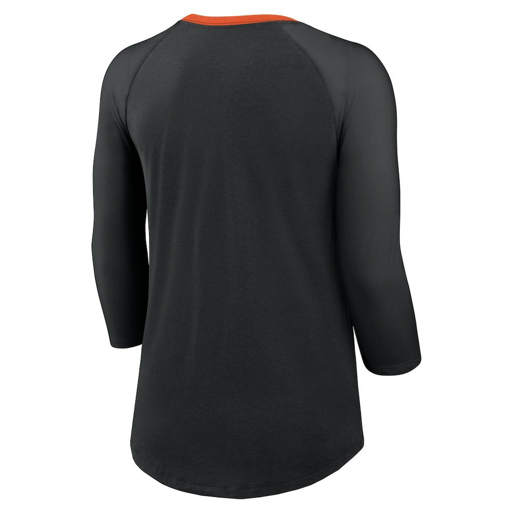 Cincinnati Bengals Women's 3/4 Sleeve Raglan Fashion Top - Black Tops