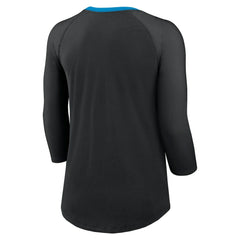 Carolina Panthers Women's 3/4 Sleeve Raglan Fashion Top - Black Tops