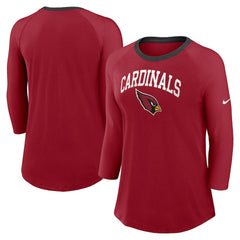 Arizona Cardinals Women's 3/4 Sleeve Raglan Fashion Top - Cardinal Tops