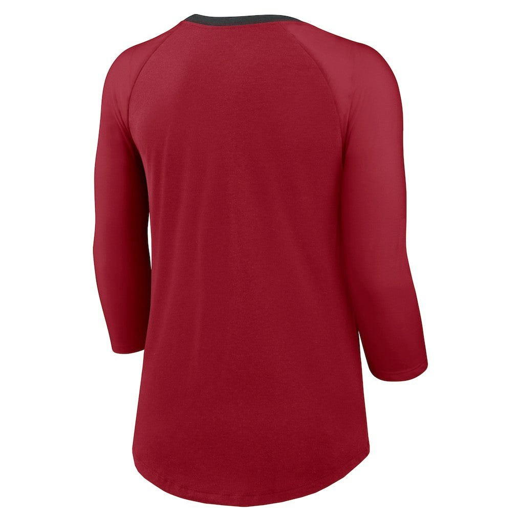 Arizona Cardinals Women's 3/4 Sleeve Raglan Fashion Top - Cardinal Tops