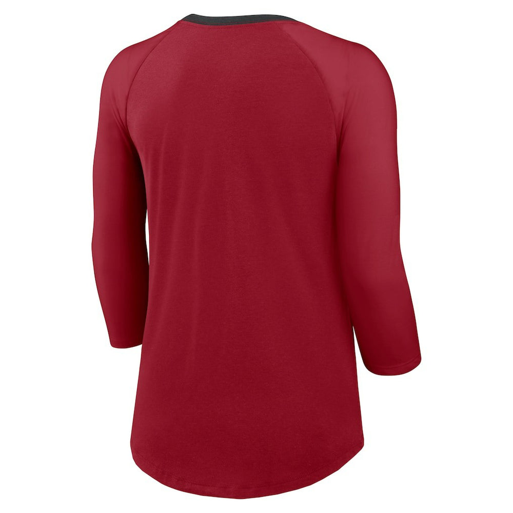 Arizona Cardinals Women's 3/4 Sleeve Raglan Fashion Top - Cardinal Tops