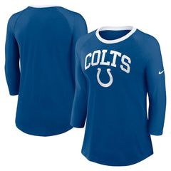 Indianapolis Colts Women's 3/4 Sleeve Raglan Fashion Top - Royal Tops