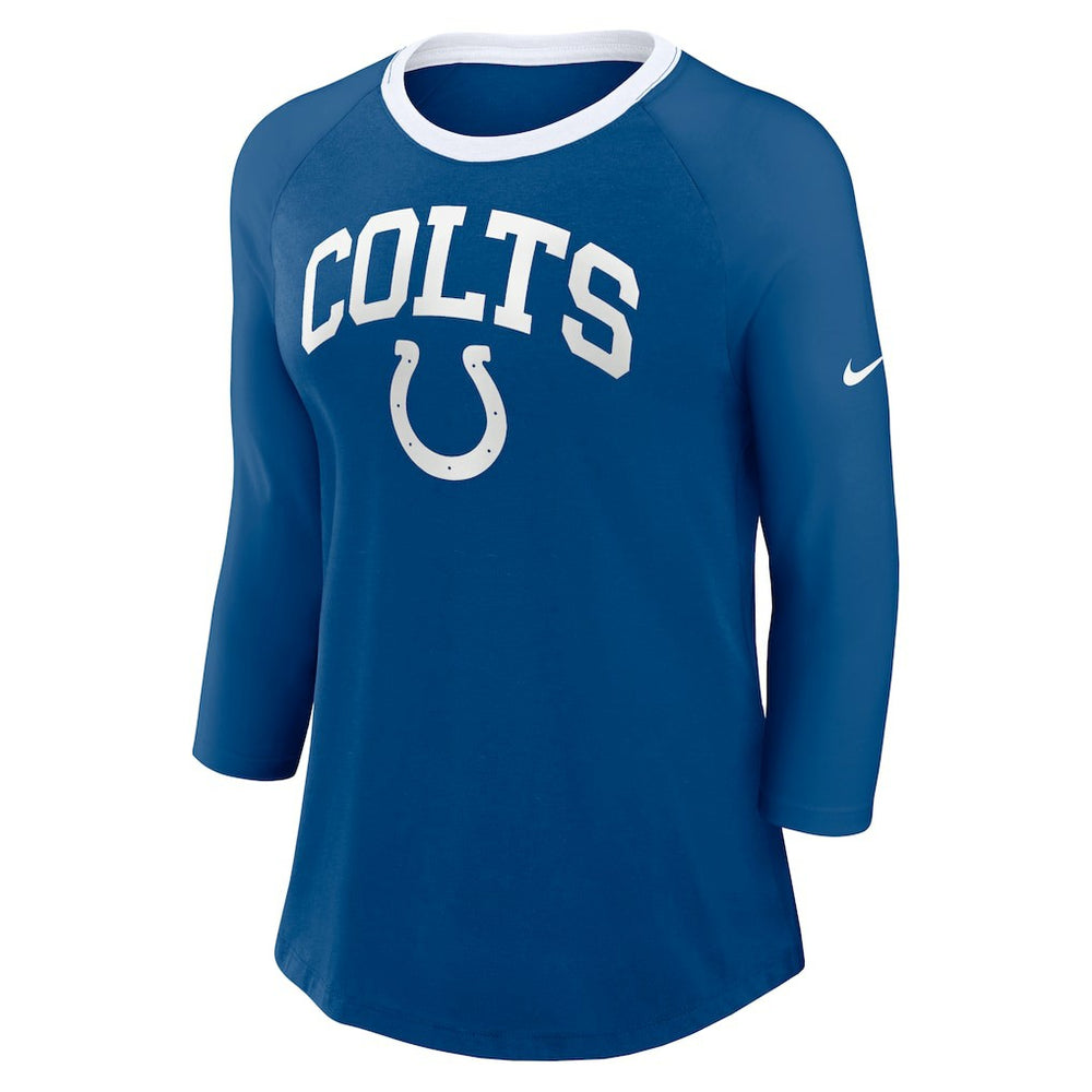 Indianapolis Colts Women's 3/4 Sleeve Raglan Fashion Top - Royal Tops