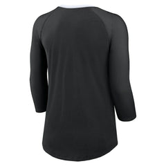 New Orleans Saints Women's 3/4 Sleeve Raglan Fashion Top - Black Tops