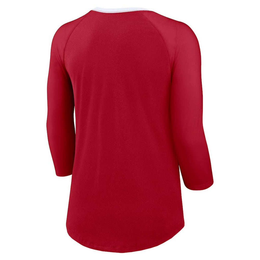 San Francisco 49ers Women's 3/4 Sleeve Raglan Fashion Top - Scarlet Tops