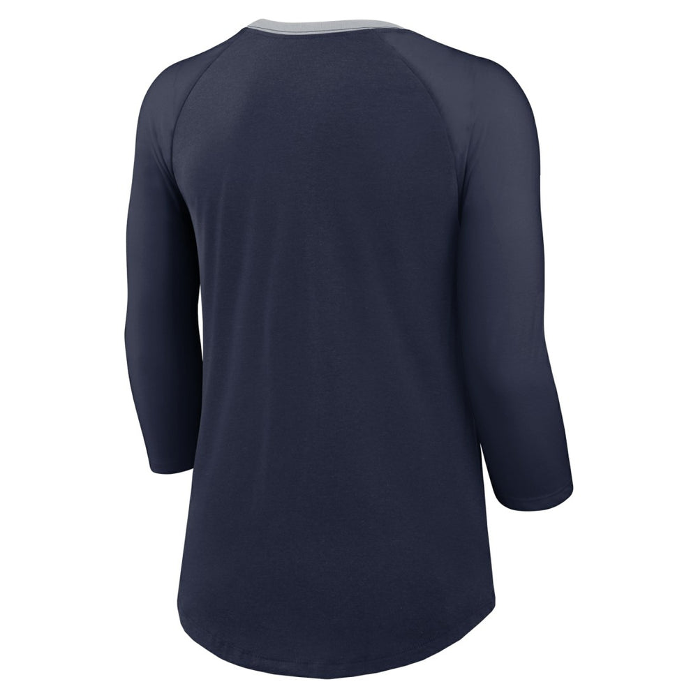 Seattle Seahawks Women's 3/4 Sleeve Raglan Fashion Top - Navy Tops