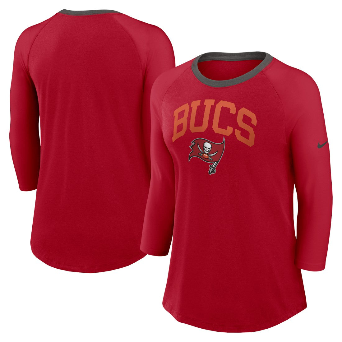 Tampa Bay Buccaneers Women's 3/4 Sleeve Raglan Fashion Top - Red Tops