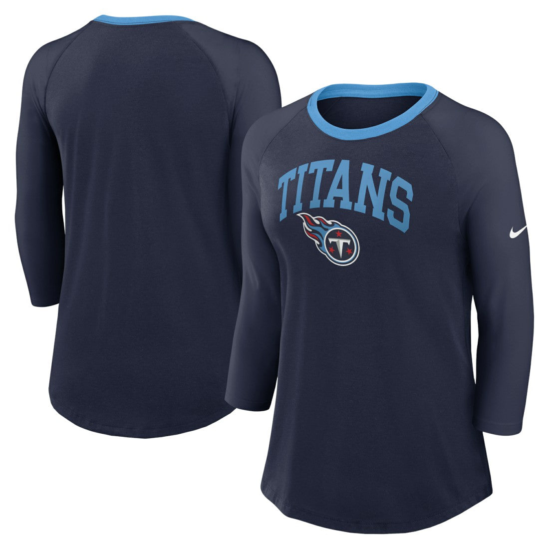 Tennessee Titans Women's 3/4 Sleeve Raglan Fashion Top - Navy Tops