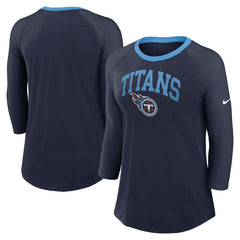 Tennessee Titans Women's 3/4 Sleeve Raglan Fashion Top - Navy Tops
