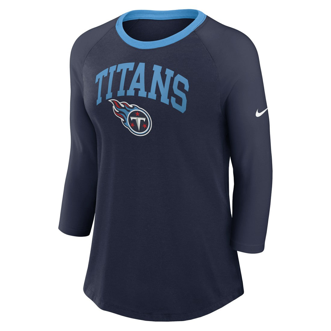 Tennessee Titans Women's 3/4 Sleeve Raglan Fashion Top - Navy Tops