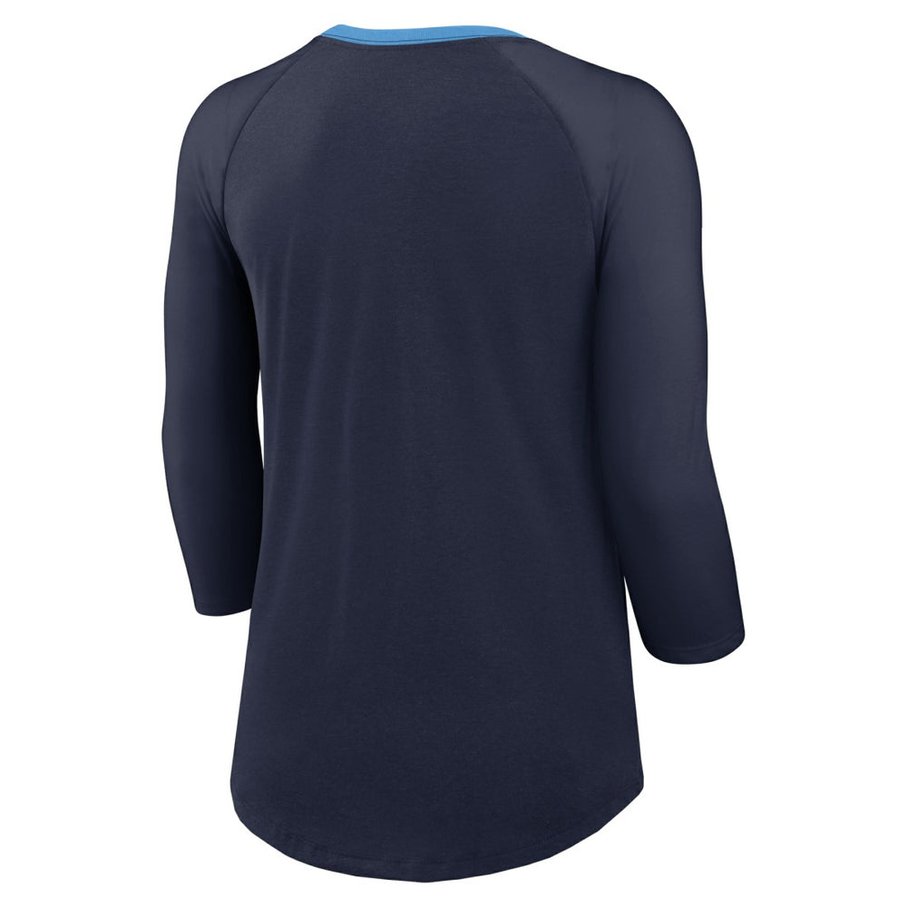 Tennessee Titans Women's 3/4 Sleeve Raglan Fashion Top - Navy Tops