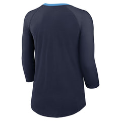 Tennessee Titans Women's 3/4 Sleeve Raglan Fashion Top - Navy Tops