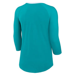 Miami Dolphins Women's 3/4 Sleeve Raglan Fashion Top - Aqua Tops