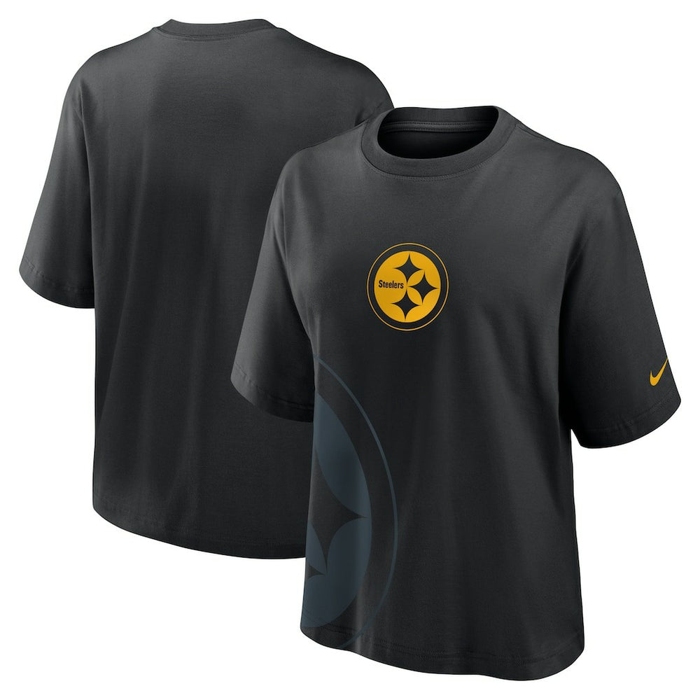 Pittsburgh Steelers Women's Boxy T-Shirt - Black T-shirts