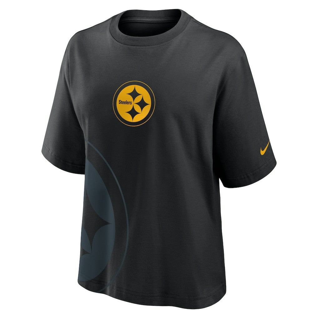 Pittsburgh Steelers Women's Boxy T-Shirt - Black T-shirts
