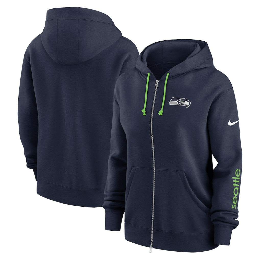 Seattle Seahawks Women's Plus Size Phoenix Full-Zip Hoodie - College Navy Hoodies