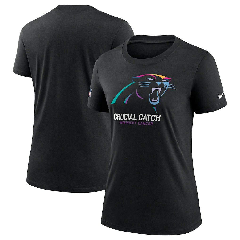 Carolina Panthers Women's 2024 NFL Crucial Catch Tri-Blend T-Shirt - Black T-shirts