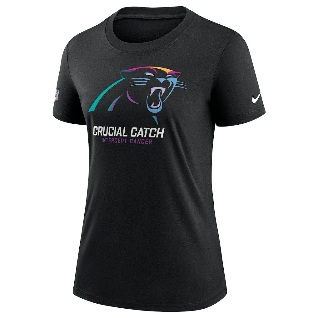 Carolina Panthers Women's 2024 NFL Crucial Catch Tri-Blend T-Shirt - Black T-shirts
