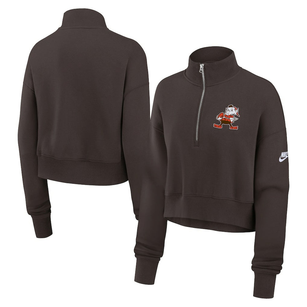 Cleveland Browns Women's Rewind Phoenix Half-Zip Sweatshirt - Brown Sweatshirts