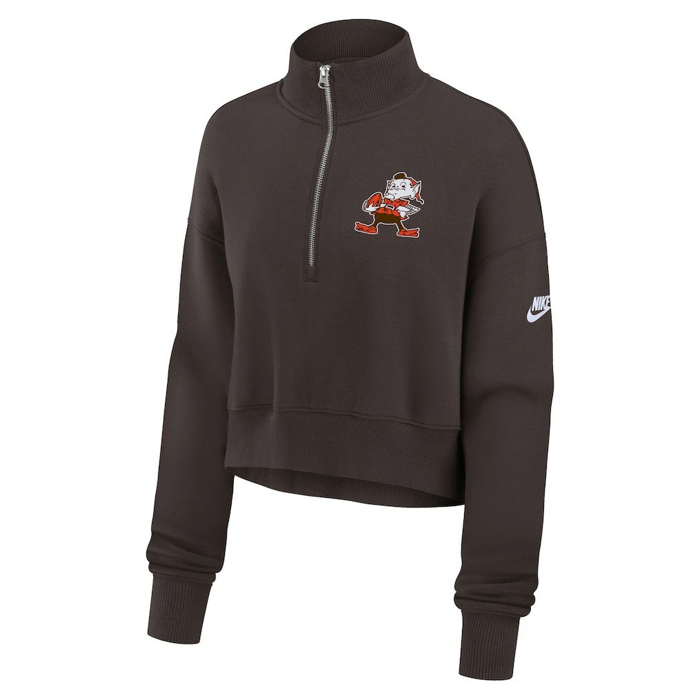 Cleveland Browns Women's Rewind Phoenix Half-Zip Sweatshirt - Brown Sweatshirts