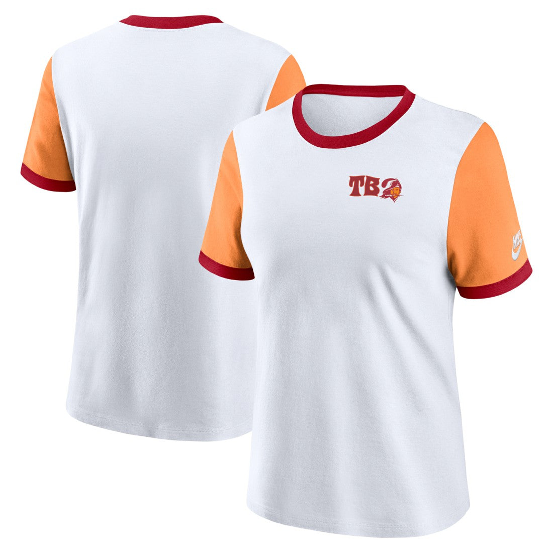 Tampa Bay Buccaneers Women's Rewind Ringer T-Shirt - White/Orange T-shirts