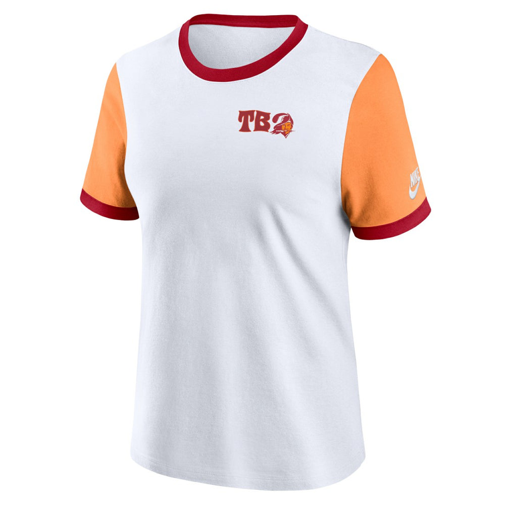 Tampa Bay Buccaneers Women's Rewind Ringer T-Shirt - White/Orange T-shirts