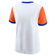 Denver Broncos Women's Rewind Ringer T-Shirt - White/Orange T-shirts